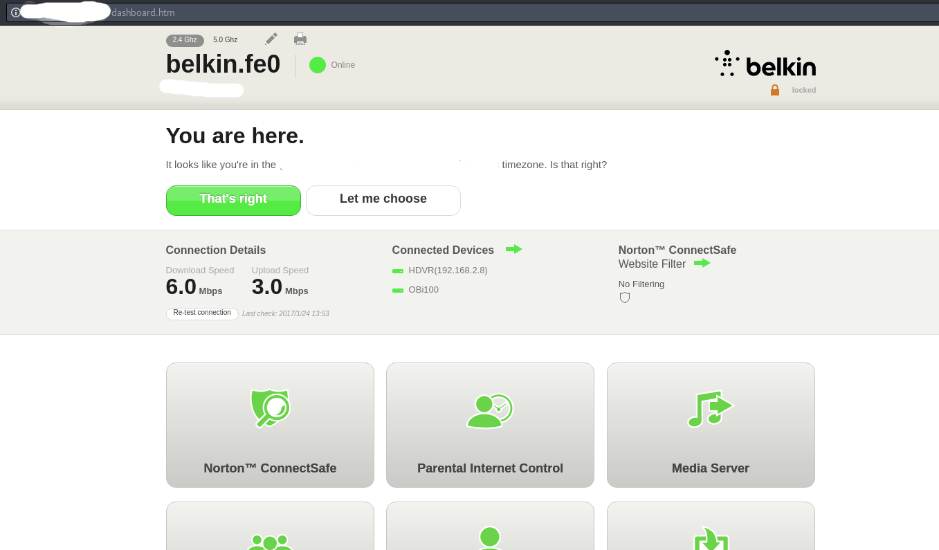 Belkin Router Dashboard